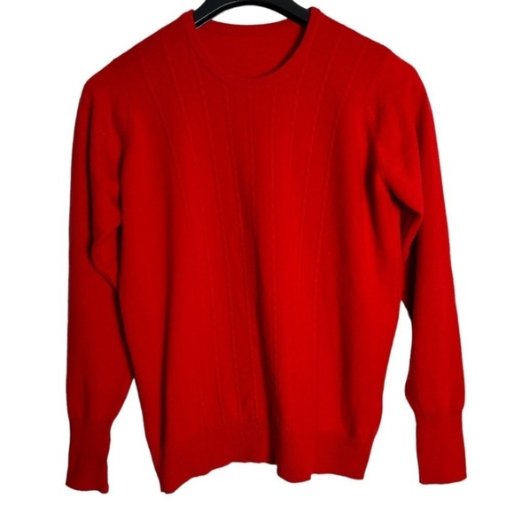 Best of Scotland 100% Cashmere Red Long Sleeves Sweater Size 42 - Picture 1 of 10